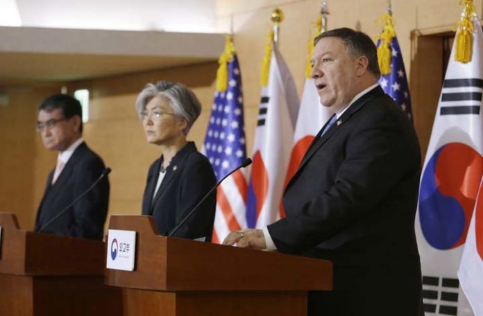 Kang Kyung-wha,Mike Pompeo,Taro Kono